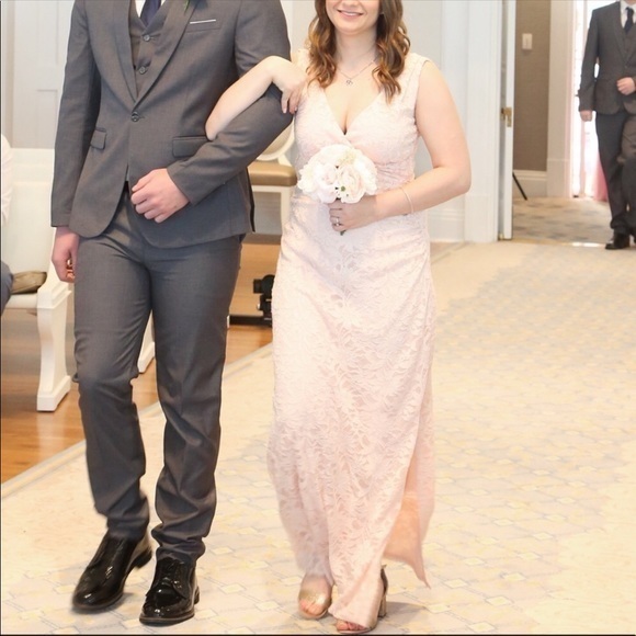 Bill levkoff‎ women’s lace blush pink bridesmaid gown - Picture 7 of 7